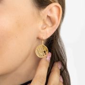 Memories Circle Map Earrings [18K Gold Plated]