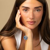 Talisa Aqua Silhouette Map Necklace [Silver]