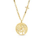 Precious Spot Map Necklace with Diamond Cross [18K Gold Vermeil]