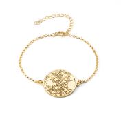 Beliebter Ort Gravierte Karte Armband [750er Gold Vermeil]