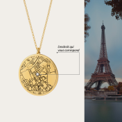 Collier Carte Précieuse Gravée - Plaqué Or 18ct