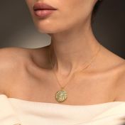 Precious Spot Engraved Map Necklace [14 Karat Gold]