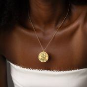 Precious Spot Engraved Map Necklace [14 Karat Gold]