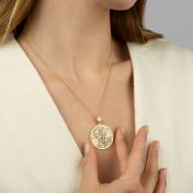 Precious Spot Engraved Map Necklace With 1 Ct Diamond [14 Karat Gold]