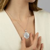 Precious Spot Engraved Map Necklace With 1 Ct Diamond [14 Karat White Gold]