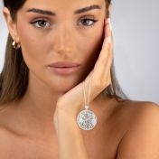Precious Spot Engraved Map with Diamond [14 Karat White Gold]