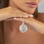 Precious Spot Engraved Map with Diamond [14 Karat White Gold]