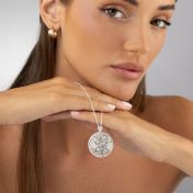 Precious Spot Engraved Map with Diamond [Sterling Silver]