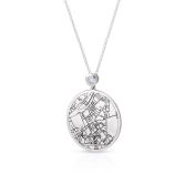 Precious Spot Engraved Map with Diamond [14 Karat White Gold]