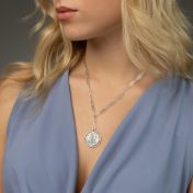 Styled Precious Spot Engraved Map Necklace [Sterling Silver] 