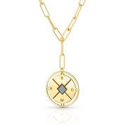 Kompass Initialen Halskette mit Nano Bibel [750er Gold Vermeil] 