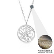 Kostbare Plek Kaart Ketting met Nano Bijbel [Sterling Zilver]