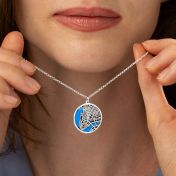 Talisa Aqua Silhouette Map Necklace [Silver]