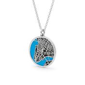 Talisa Aqua Silhouette Map Necklace [Silver]