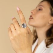 Erinnerungskreis Silhouette Karten Ring [Sterlingsilber]
