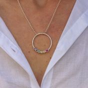 Collar Arcoíris Amor de Padres con Efecto Martillado [Plata de Ley]