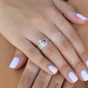 Bague Rayons de Lumière avec Pierres de Naissance et Noms [Argent 925]