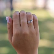 Bague Rayons de Lumière avec Pierres de Naissance et Noms [Argent 925]