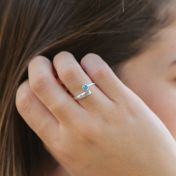 Bague Rayons de Lumière avec Pierres de Naissance et Noms [Argent 925]