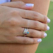 Bague Rayons de Lumière avec Pierres de Naissance et Noms [Argent 925]