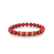Bracciale da Donna con Nome in Rilassante Giada Rossa [Placcato Oro 18kt]