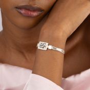 Bracelet Silhouette Carte des Lieux Précieux avec Chaîne Tressée [Argent 925]