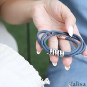 Familie Naam Armband - Blauw suède [Sterling Zilver]
