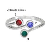 Anillo Raíces del Amor - 3 Piedras de Nacimiento [Plata de Ley]