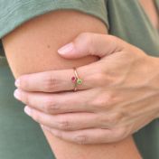 Wortels van Liefde Ring - 2 Geboortestenen [Rose Goud Verguld]