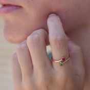 Wortels van Liefde Ring - 2 Geboortestenen [Rose Goud Verguld]