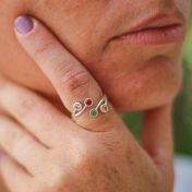 Anello Radici d'Amore e Pietra di Nascita - 4 Pietre [Argento 925]