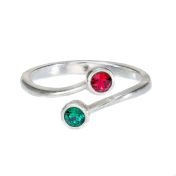 Anillo Raíces del Amor - 2 Piedras de Nacimiento [Plata de Ley]