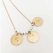 Classic Round Initial Braille Necklace - Gold Plated