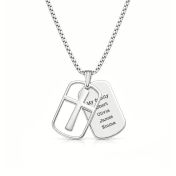 Sacred Cross Tag Men Name Necklace [Silver]