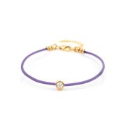 Scarlet Diamond Bracelet - Purple Cord [14 Karat Gold]