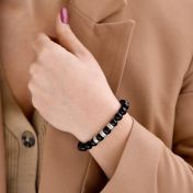 Bracciale da Donna con Nome in Scintillante Onice Nero [Argento 925]