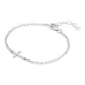 Bracelet Croix Horizontale à Chaîne Rolo [Argent 925]