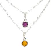 Collana Carina Sovrapposta con Pietra di Nascita [Argento 925]