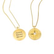Collana Bussola di Famiglia con Nome [Placcata Oro 18kt]