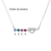 Collar de Piedras de Nacimiento Lazos de Corazón [Plata de ley]