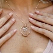 Collier Arbre Familial avec Noms [Plaqué Or Rose 18ct]