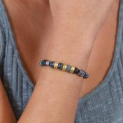 Bracciale con Nome in Ematite e Agata [Placcato Oro 18kt]