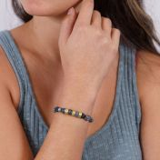 Bracciale con Nome in Ematite e Agata [Placcato Oro 18kt]