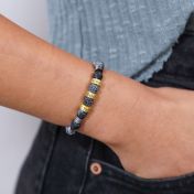 Bracciale con Nome in Ematite e Agata [Placcato Oro 18kt]