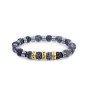 Bracciale con Nome in Ematite e Agata [Placcato Oro 18kt]
