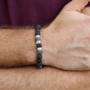 Bracciale da Uomo in Pietra Lavica e Agata con Nome - Argento 925