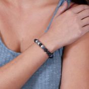 Armband aus Lavastein und Achat mit Gravur [750er vergoldet] 
