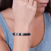 Armband aus Lavastein und Achat mit Gravur [750er vergoldet] 