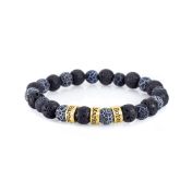 Armband aus Lavastein und Achat mit Gravur [750er vergoldet] 