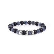 Pulsera Personalizada de Ónix y Ágata para Hombre -  Plata de Ley